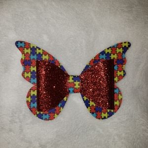 Autism awareness butterfly bow